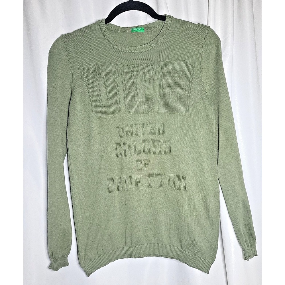 United Colors Of Benetton Sweater Green UCB Size Small Olive‎ Army Soccer Ball